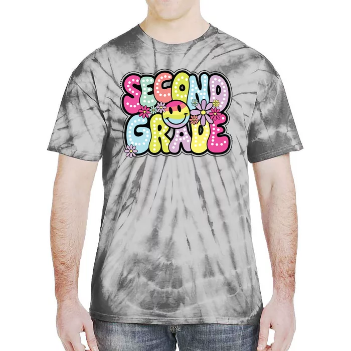 Second Grade Groovy Happy First Day Of School Bright Dots Tie-Dye T-Shirt