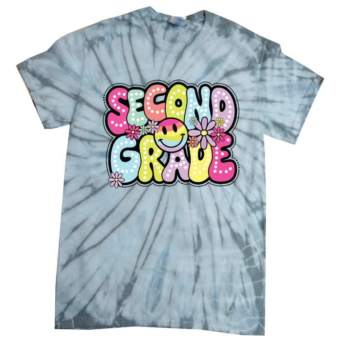 Second Grade Groovy Happy First Day Of School Bright Dots Tie-Dye T-Shirt