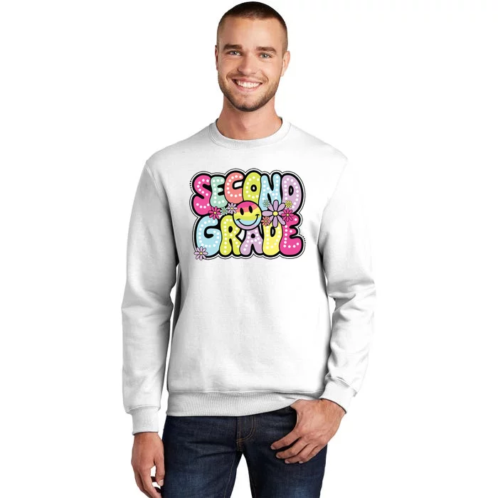 Second Grade Groovy Happy First Day Of School Bright Dots Sweatshirt