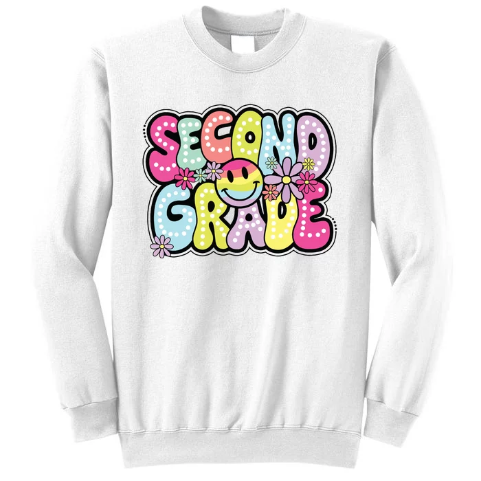 Second Grade Groovy Happy First Day Of School Bright Dots Sweatshirt