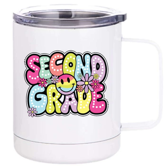 Second Grade Groovy Happy First Day Of School Bright Dots Front & Back 12oz Stainless Steel Tumbler Cup