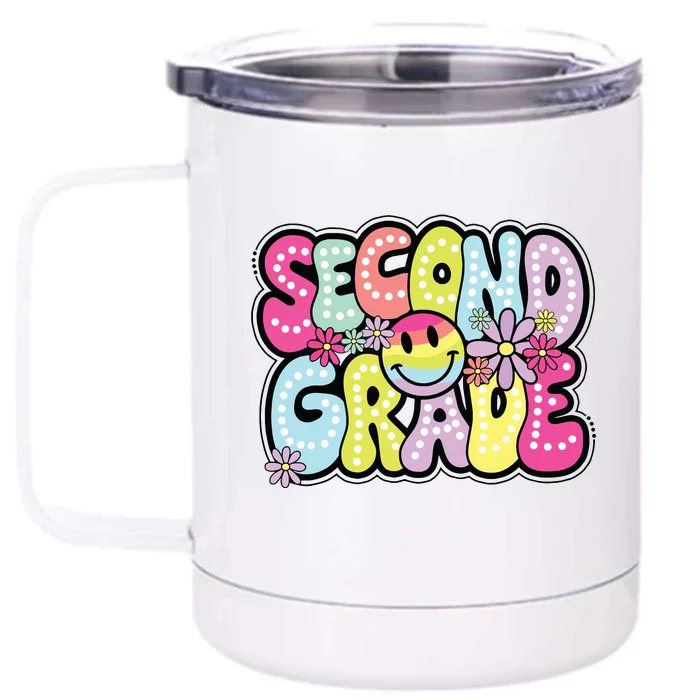 Second Grade Groovy Happy First Day Of School Bright Dots Front & Back 12oz Stainless Steel Tumbler Cup