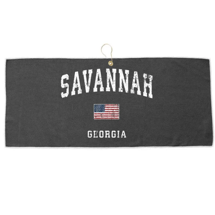 Savannah Georgia Ga Vintage American Flag Large Microfiber Waffle Golf Towel