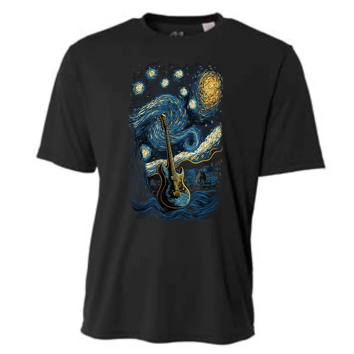 Starry Guitar Gifts Guitarist Rock Concert Festival Guitar Cooling Performance Crew T-Shirt