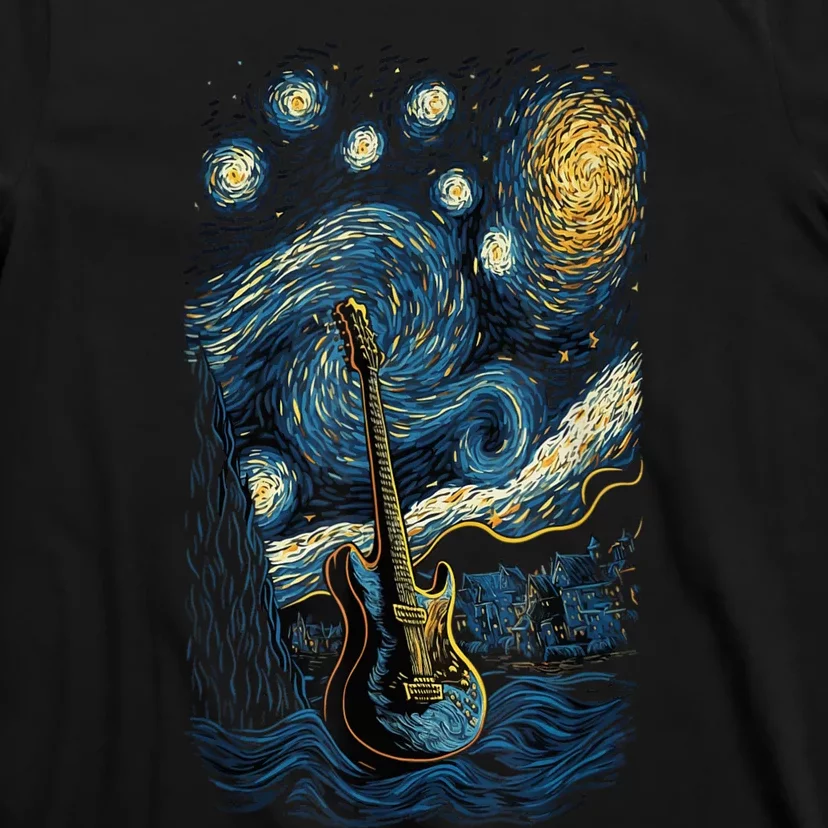 Starry Guitar Gifts Guitarist Rock Concert Festival Guitar T-Shirt