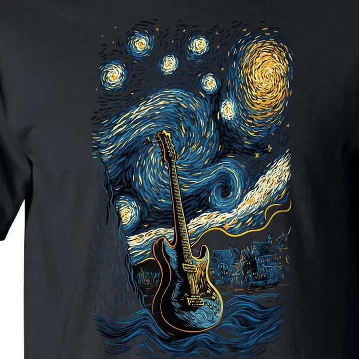 Starry Guitar Gifts Guitarist Rock Concert Festival Guitar Tall T-Shirt