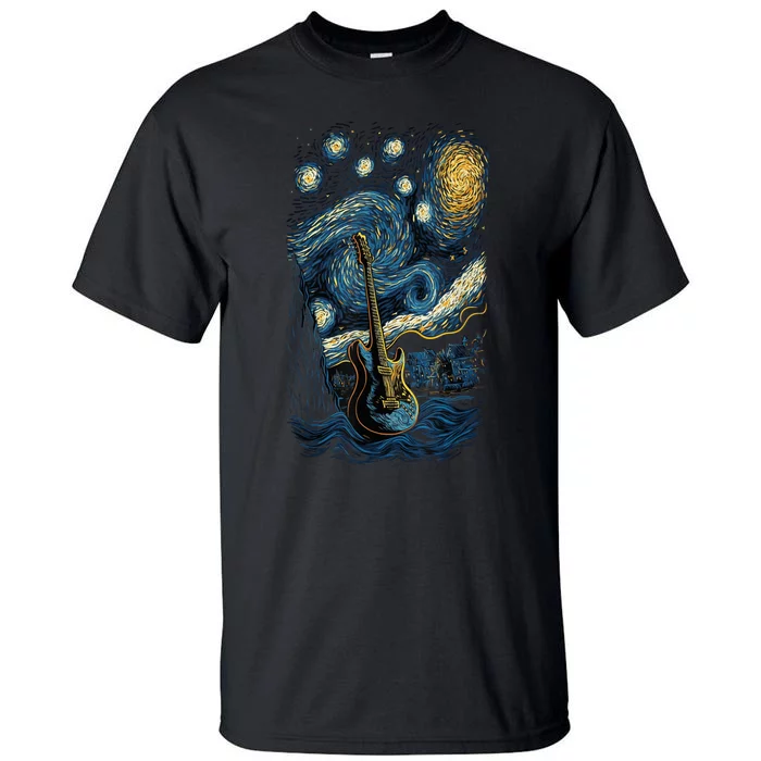 Starry Guitar Gifts Guitarist Rock Concert Festival Guitar Tall T-Shirt