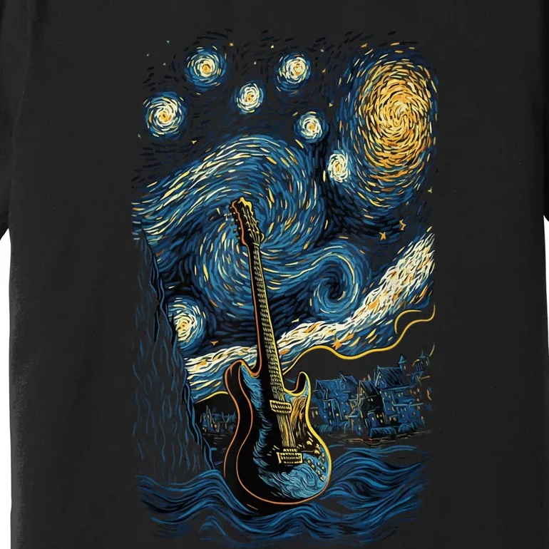 Starry Guitar Gifts Guitarist Rock Concert Festival Guitar Premium T-Shirt