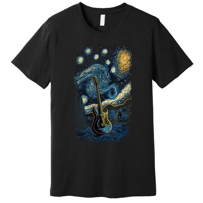 Starry Guitar Gifts Guitarist Rock Concert Festival Guitar Premium T-Shirt