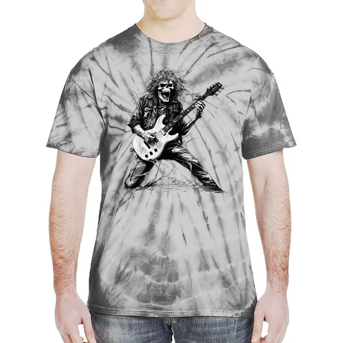 Skeleton Guitar Guy Rock And Roll Band Rock On Tie-Dye T-Shirt