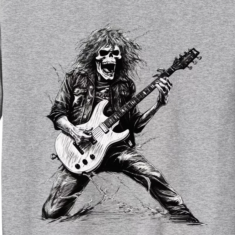 Skeleton Guitar Guy Rock And Roll Band Rock On Tall Sweatshirt