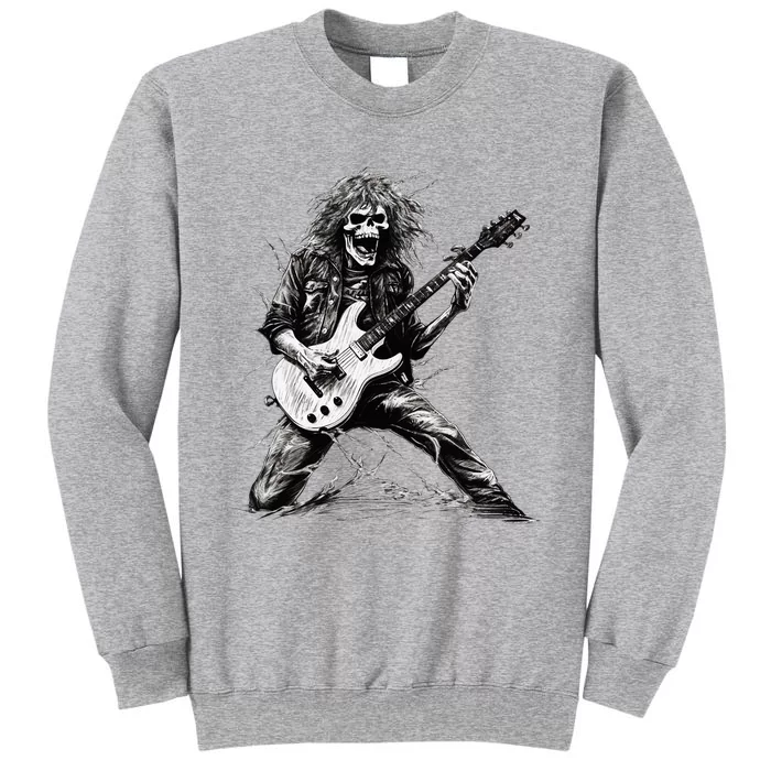 Skeleton Guitar Guy Rock And Roll Band Rock On Tall Sweatshirt