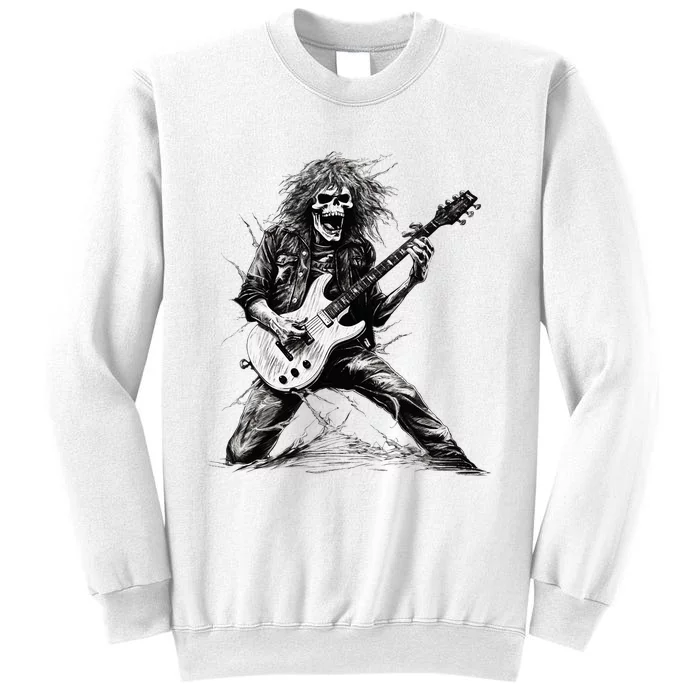 Skeleton Guitar Guy Rock And Roll Band Rock On Sweatshirt