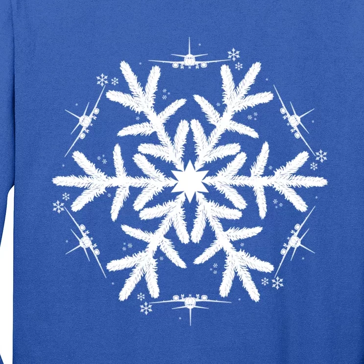 Snowflake Great Gift Christmas Airplane Gift Long Sleeve Shirt