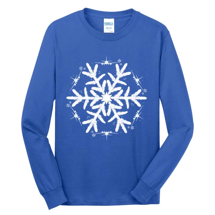 Snowflake Great Gift Christmas Airplane Gift Tall Long Sleeve T-Shirt