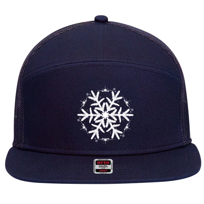 Snowflake Great Gift Christmas Airplane Gift 7 Panel Mesh Trucker Snapback Hat