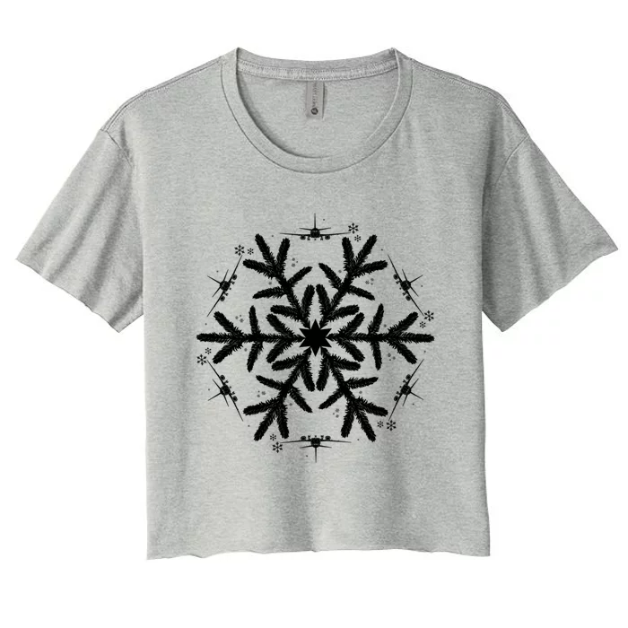 Snowflake Great Gift Christmas Airplane Gift Women's Crop Top Tee