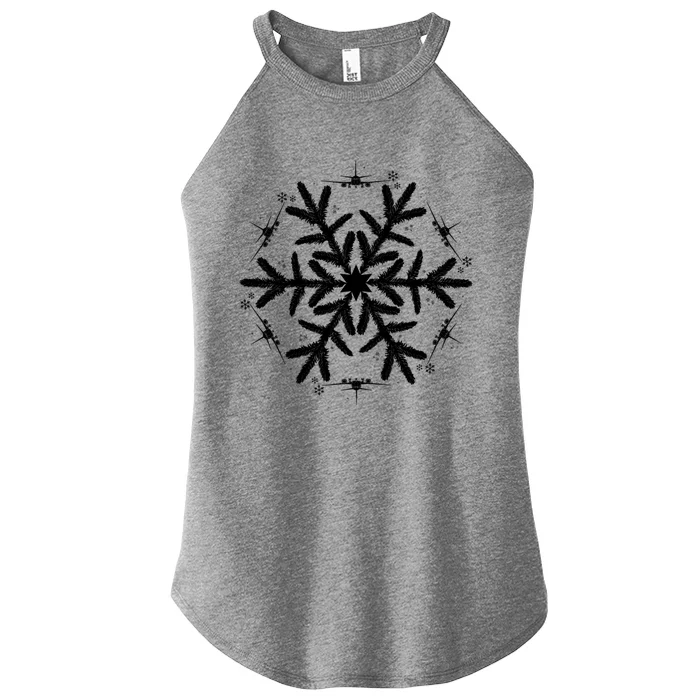 Snowflake Great Gift Christmas Airplane Gift Women’s Perfect Tri Rocker Tank