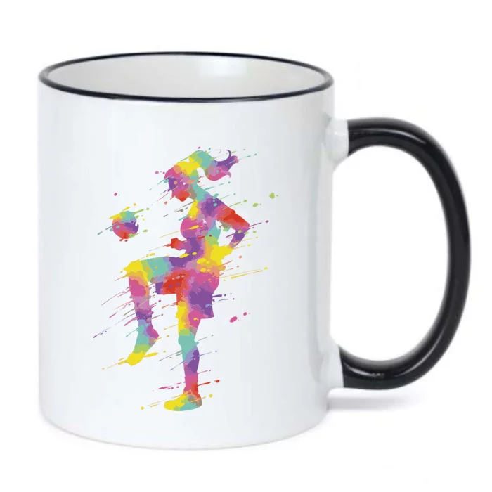 Soccer Girl Gift Black Color Changing Mug