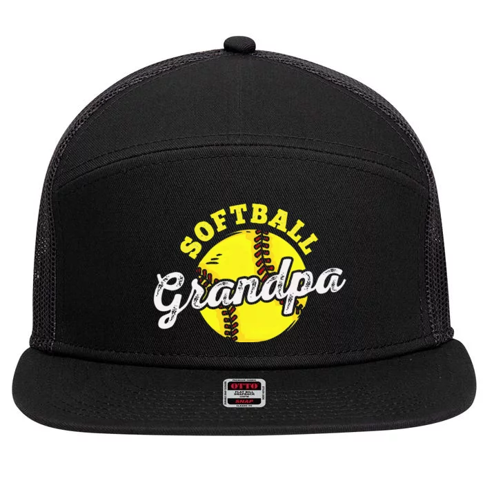 Softball Grandpa Grandfather Fathers Day 7 Panel Mesh Trucker Snapback Hat