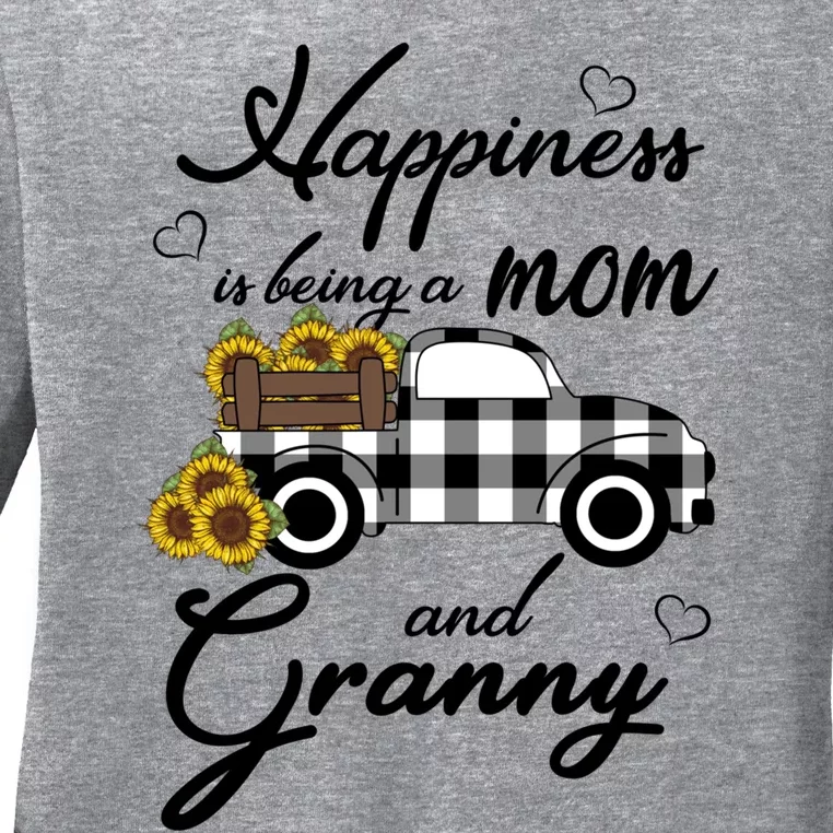 Sunflower Grandma Gift Happiness Is Being A Mom And Granny Gift Ladies Long Sleeve Shirt