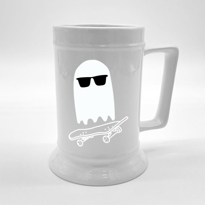 Skateboarding Ghost Ghost On Skateboard Halloween Meaningful Gift Front & Back Beer Stein