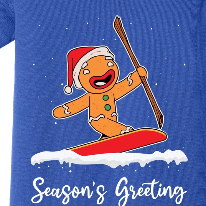 Season's Greetings Gingerbread Snowboarding Boarder Gift Baby Bodysuit