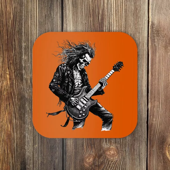 Skeleton Guitar Guy Rock And Roll Band Rock On Coaster