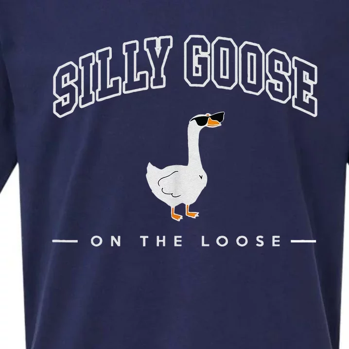 Silly Goose Goose On The Loose Funny Silly Goose University Sueded Cloud Jersey T-Shirt