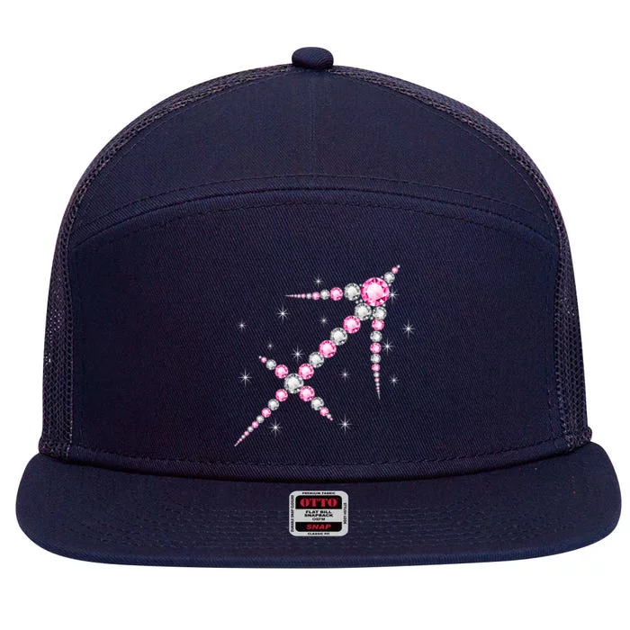 Sagittarius Great Gift Astrology Birthday Pink Diamond Cute Gift 7 Panel Mesh Trucker Snapback Hat