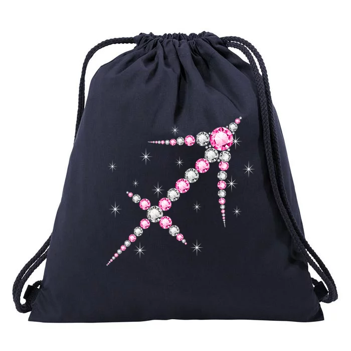 Sagittarius Great Gift Astrology Birthday Pink Diamond Cute Gift Drawstring Bag