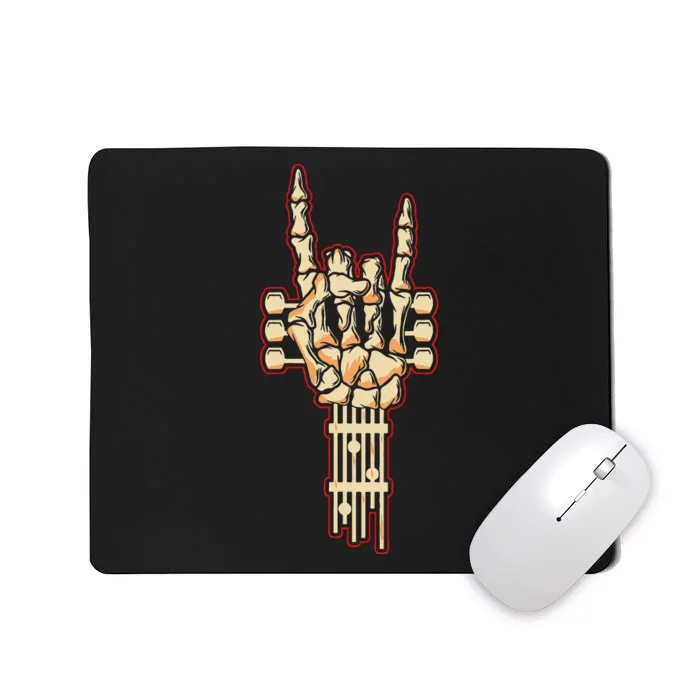 Skeleton Guitar Gifts Rock and Roll Skeleton Hand Sign Mousepad