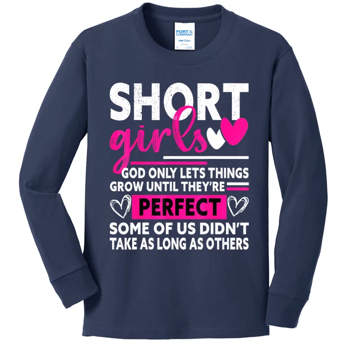 Short Girls God Only Lets Things Grow Funny Short Cute Kids Long Sleeve Shirt