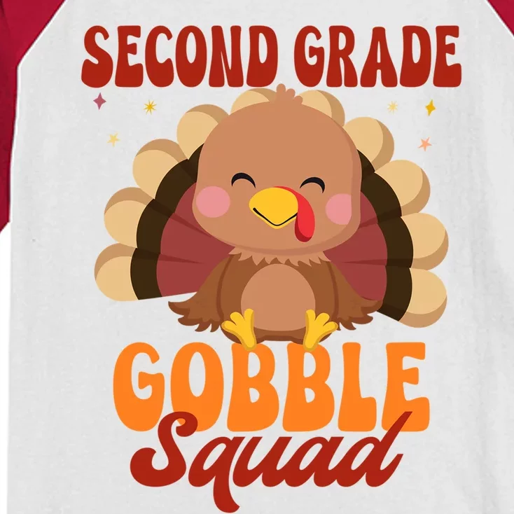 Second Grade Gobble Squad Cute Turkey Thanksgiving Teacher Great Gift Kids Colorblock Raglan Jersey