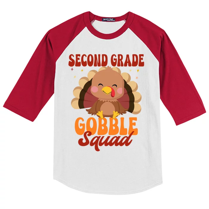 Second Grade Gobble Squad Cute Turkey Thanksgiving Teacher Great Gift Kids Colorblock Raglan Jersey