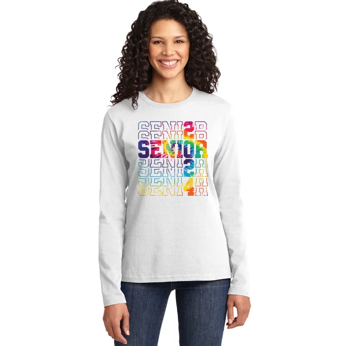 Senior Graduation Gift Girl Class Of 2024 Senior Tie Dye Ladies Long Sleeve Shirt