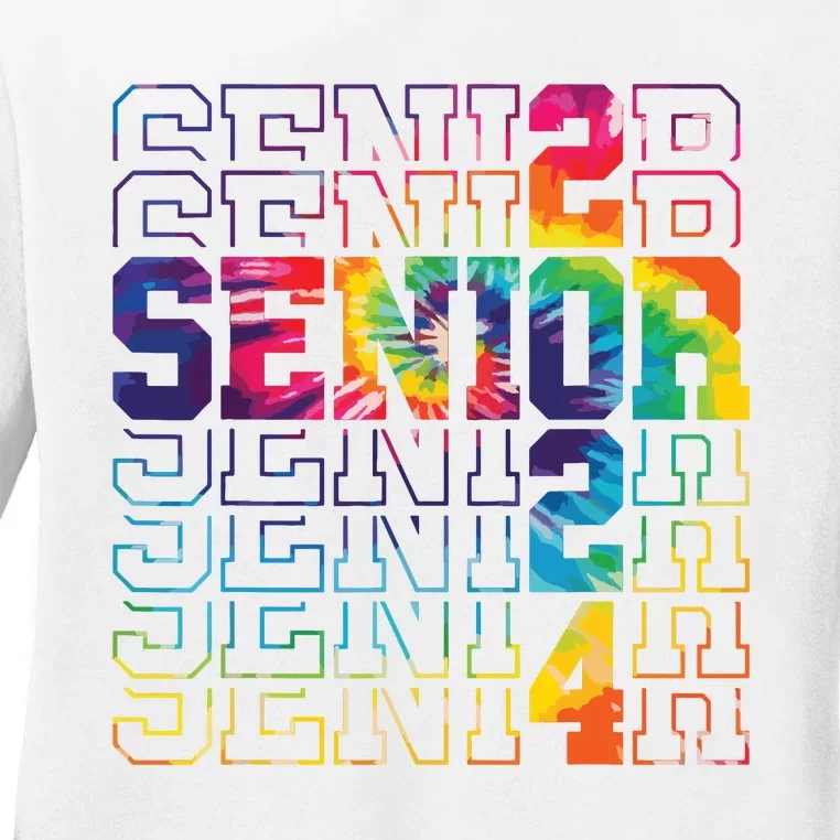 Senior Graduation Gift Girl Class Of 2024 Senior Tie Dye Ladies Long Sleeve Shirt