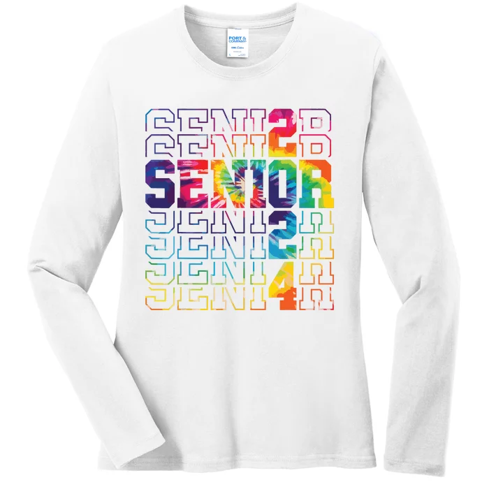 Senior Graduation Gift Girl Class Of 2024 Senior Tie Dye Ladies Long Sleeve Shirt