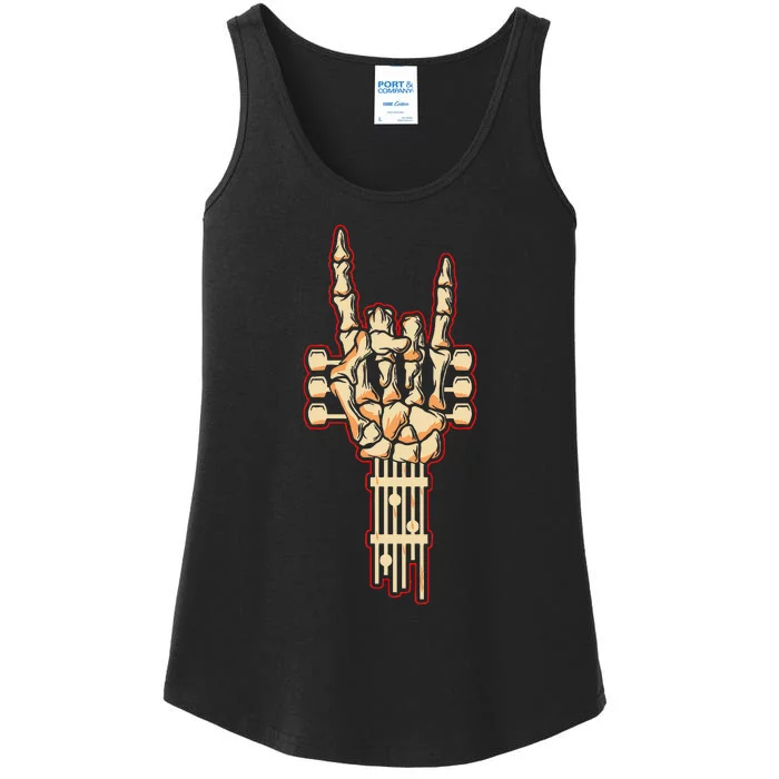 Skeleton Guitar Gifts Rock And Roll Skeleton Hand Sign Ladies Essential Tank