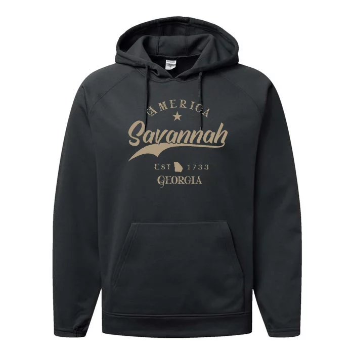 Savannah Ga Georgia Performance Fleece Hoodie