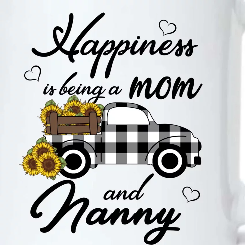 Sunflower Grandma Gift Happiness Is Being A Mom And Nanny Gift Black Color Changing Mug