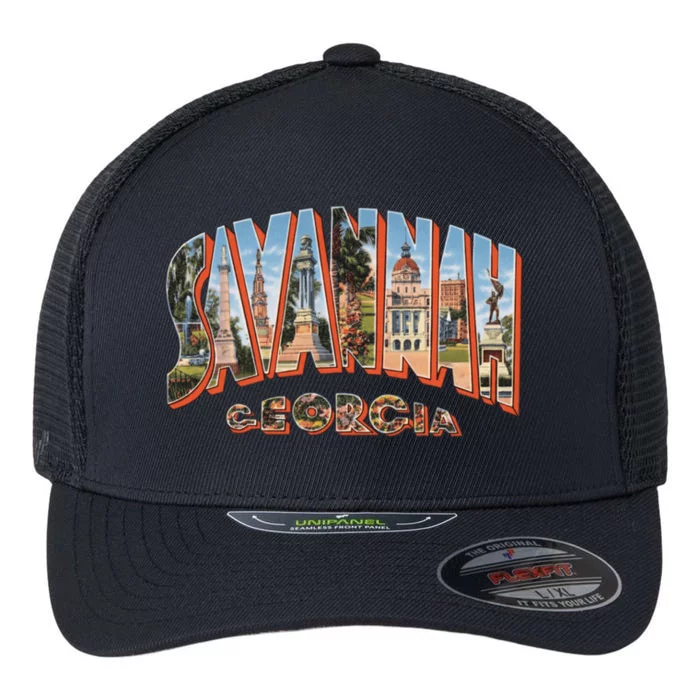 Savannah Georgia GA Vintage Retro Souvenir Flexfit Unipanel Trucker Cap