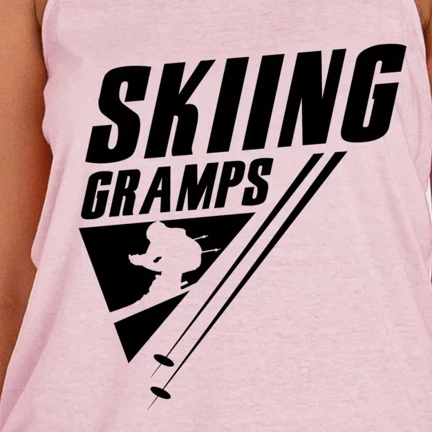 Skiing Gramps Grandad Skier Ski Grandpa Great Gift Women's Knotted Racerback Tank