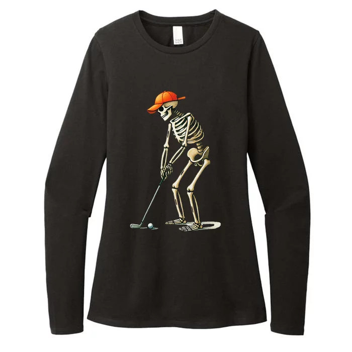 Skeleton Golf Halloween Golfer Golf Player Funny Gift Womens CVC Long Sleeve Shirt