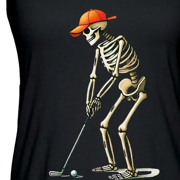 Skeleton Golf Halloween Golfer Golf Player Funny Gift Ladies Essential Flowy Tank