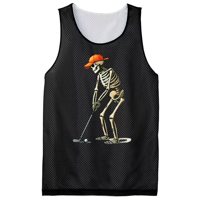 Skeleton Golf Halloween Golfer Golf Player Funny Gift Mesh Reversible Basketball Jersey Tank