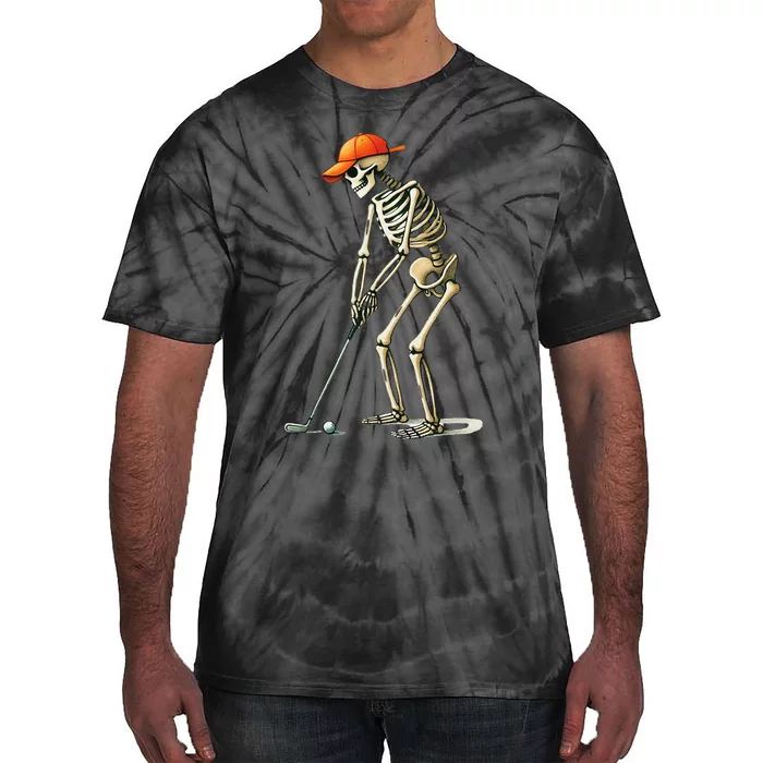 Skeleton Golf Halloween Golfer Golf Player Funny Gift Tie-Dye T-Shirt