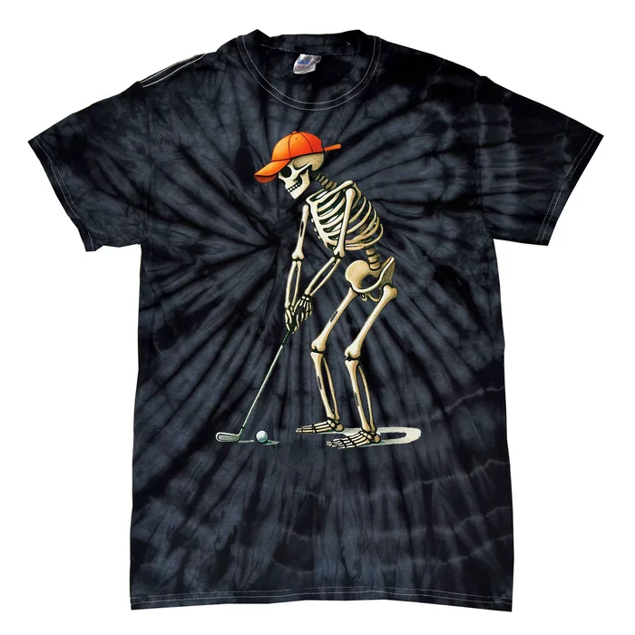 Skeleton Golf Halloween Golfer Golf Player Funny Gift Tie-Dye T-Shirt