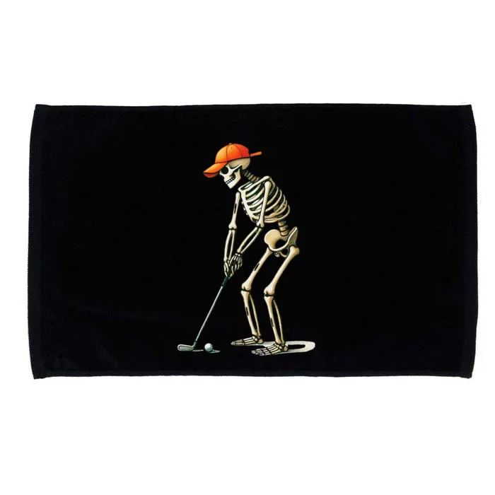 Skeleton Golf Halloween Golfer Golf Player Funny Gift Microfiber Hand Towel