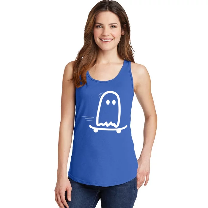 Skateboard Ghost Halloween Costume Funny Ghost Skateboarding Gift Ladies Essential Tank